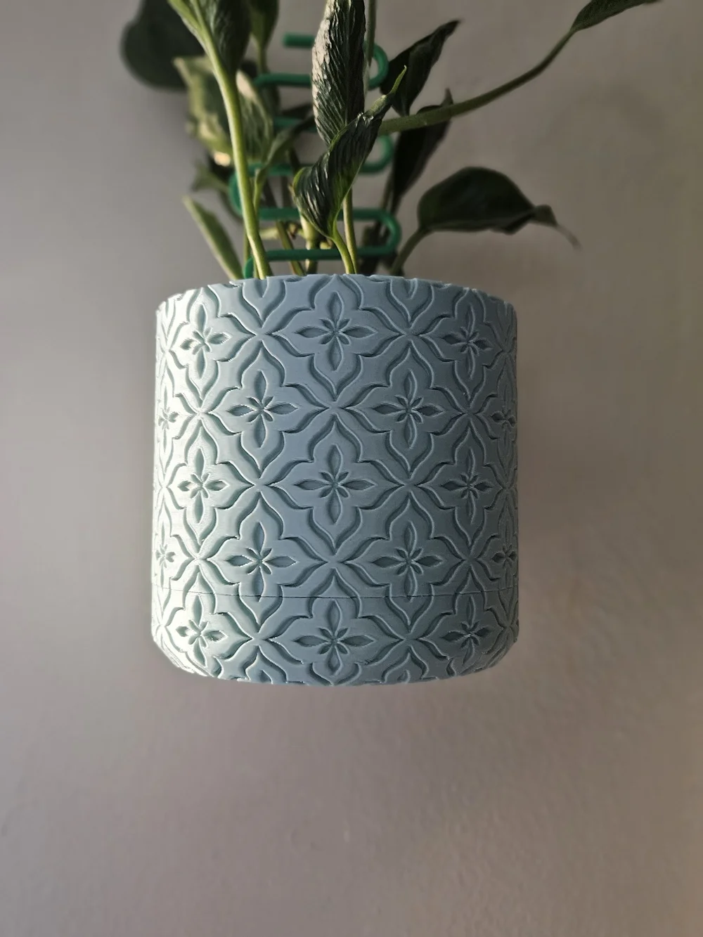 Decorative Embossed Hanging Planter - Minty Blue - 3d Printed